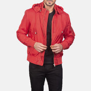 
Hanklin Ma-1 Red Hooded Bomber Jacket in Red Nylon - عرض أمامي وقَصّة مفصلة أنيقة | شراء أونلاين عبر المتجر الرسمي