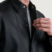 Authentic Sheepskin Leather with Semi-Aniline Finish Grain Texture &amp; Heavy-Duty Seam Stitching Detail