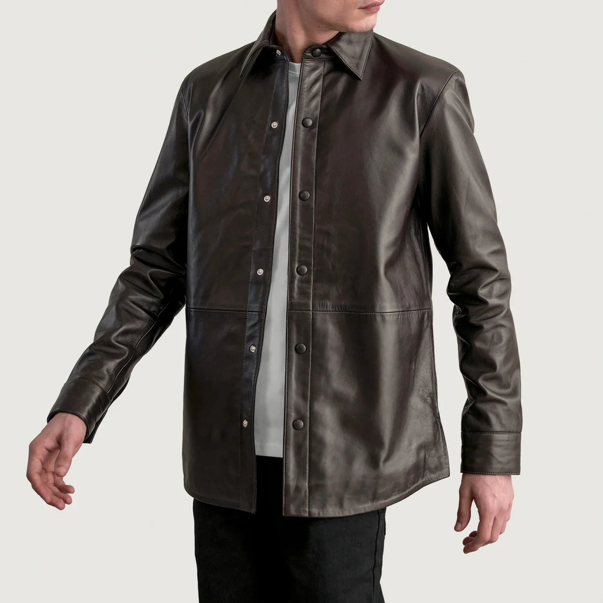 Tailored Rib Cuffs &amp; Hem Craftsmanship Construction Detail on Haven Black Leather Shirt