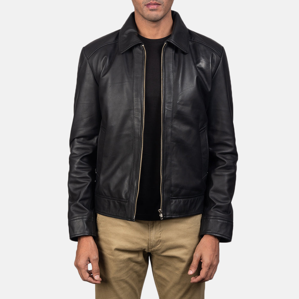 Men's Inferno بني جاكيت جلد رجالي in Distressed Brown Sheep Skin Burnishing - Front Profile View &amp; Tailored Silhouette | Buy Online