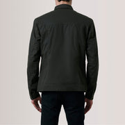 
تفاصيل مقربة of Classic Collar & Button Hardware on Irwin Olive Waxed Canvas Field جاكيت جلد رجالي For Men