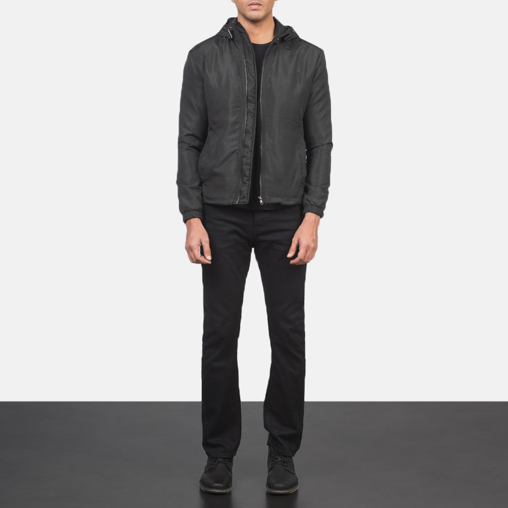 Jimmy Black Hooded Windbreaker Jacket - عرض جانبي يوضح قَصّة الأكمام المريحة