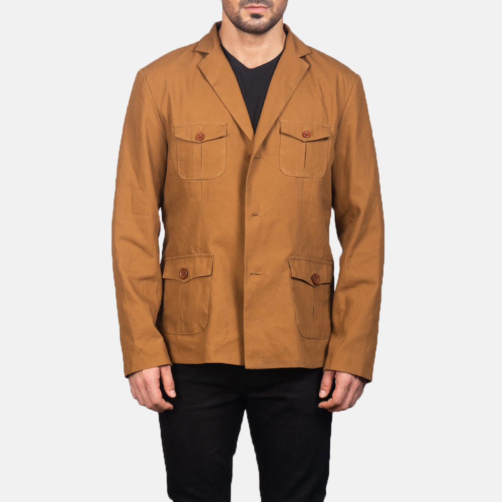 
Kajetan Khaki Safari جاكيت جلد رجالي in Khaki Poly-Cotton - عرض أمامي وقَصّة مفصلة أنيقة | شراء أونلاين عبر المتجر الرسمي