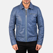 Men's Lavendard Brown Leather Biker Jacket - Lateral Side Profile View Showing Sleeve Cut &amp; Athletic Taper Fit