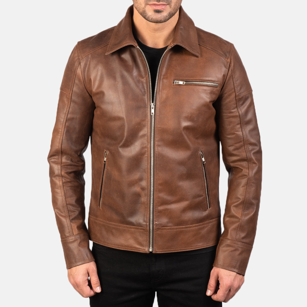 Lavendard جاكيت بايكر جلد رجالي – alternate product view 3
