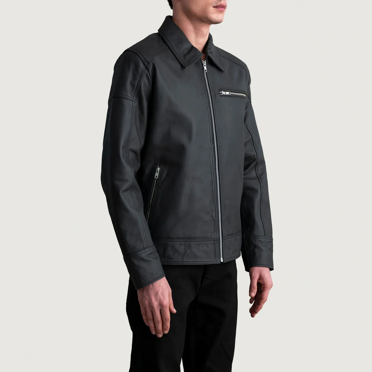 Lavendard جاكيت بايكر جلد رجالي – alternate product view 2