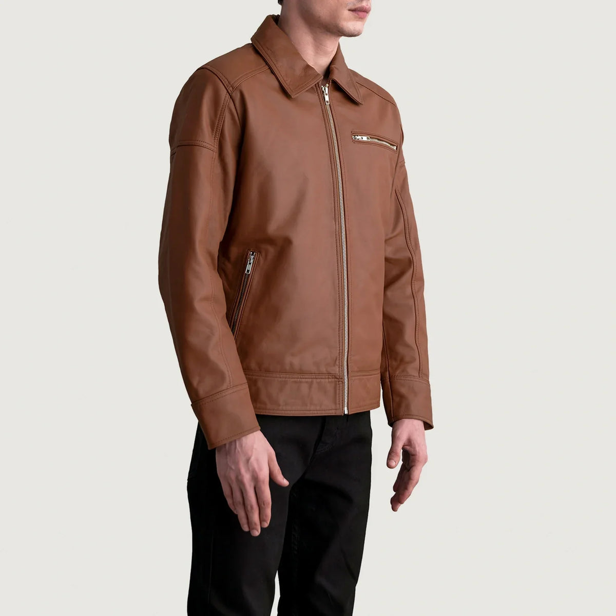 Lavendard جاكيت بايكر جلد رجالي – alternate product view 2