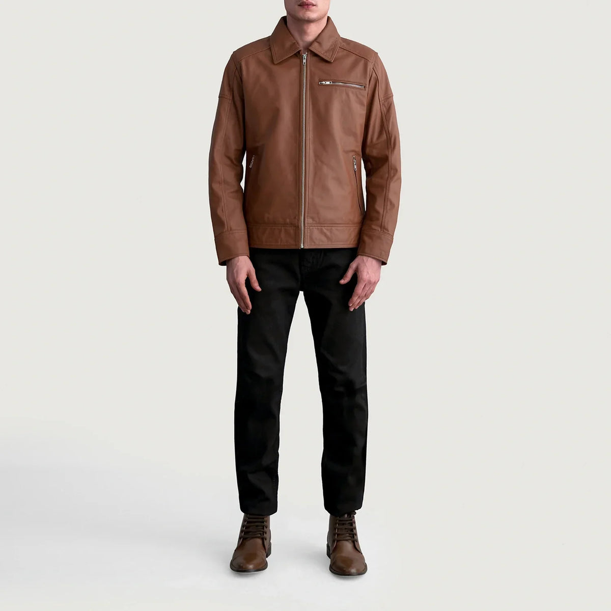 Lavendard جاكيت بايكر جلد رجالي – alternate product view 4