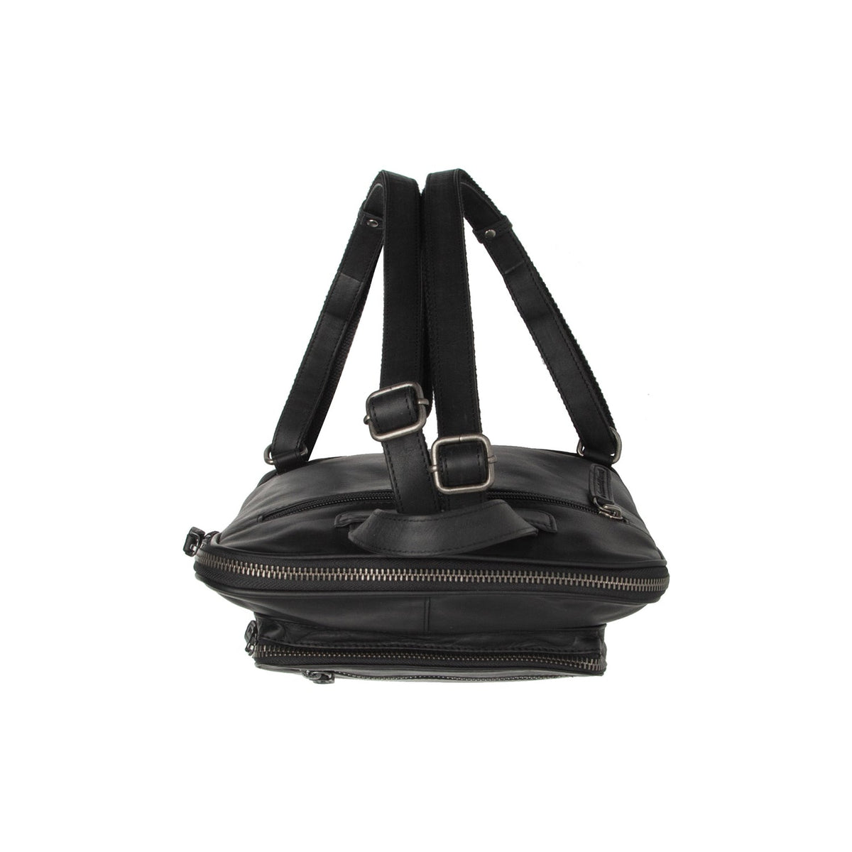 Floran Full-Grain Leather Backpack نسائي - Structured Side Profile Showing Gusset Depth &amp; Expansion Capacity