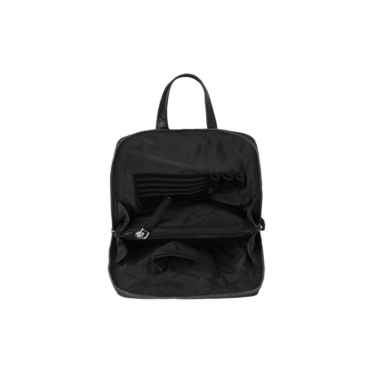 Solid Antique Brass Hardware &amp; Heavy-Duty Dual Zipper Detail on Linford Full-Grain Leather Backpack نسائي