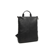 Manchester Full-Grain Leather Backpack نسائي - Structured Side Profile Showing Gusset Depth &amp; Expansion Capacity