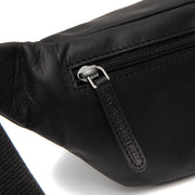
Solid Antique Brass Hardware & Heavy-Duty Dual Zipper Detail on Brana حقيبة خصر جلدية