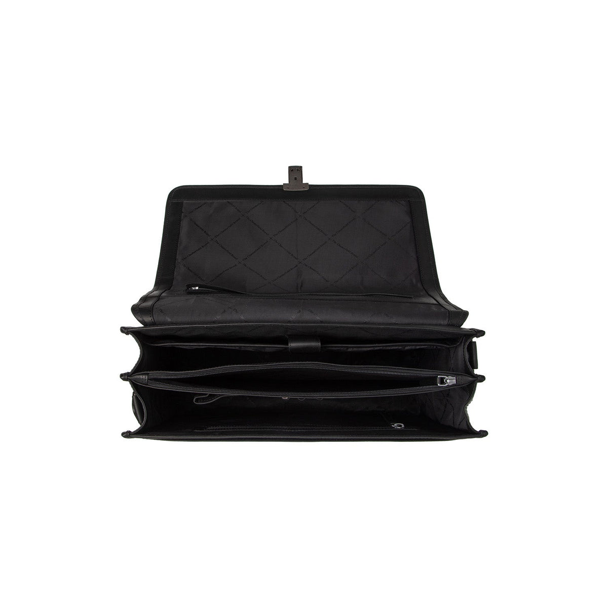 Solid Antique Brass Hardware &amp; Heavy-Duty Dual Zipper Detail on Glenwood Full-Grain Leather Briefcase رجالي