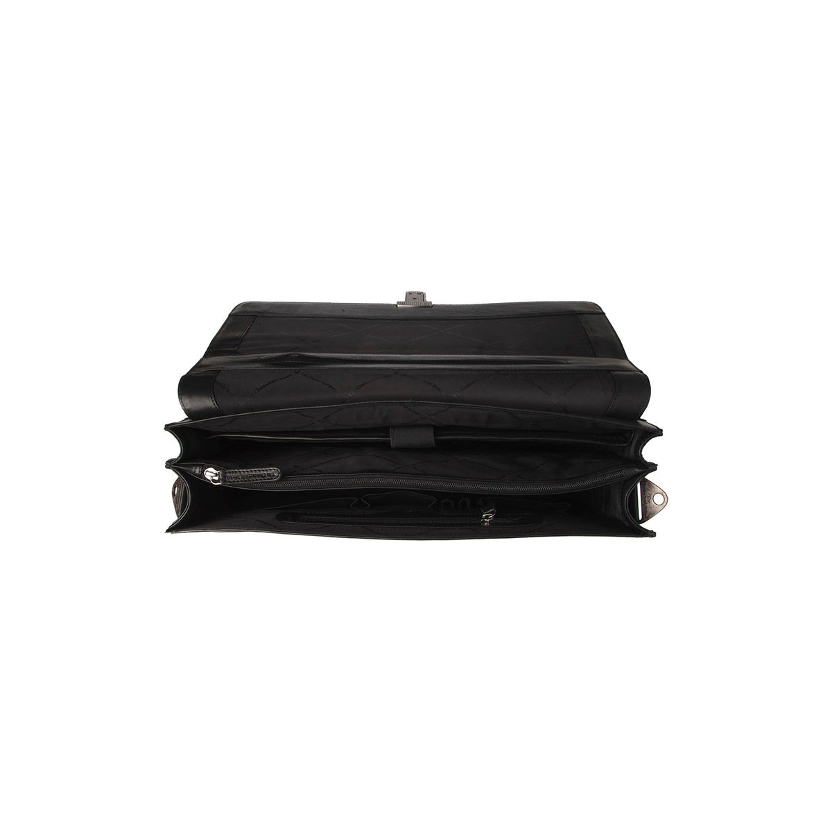 Solid Antique Brass Hardware & Heavy-Duty Dual Zipper Detail on Salvatore Full-Grain Leather Briefcase