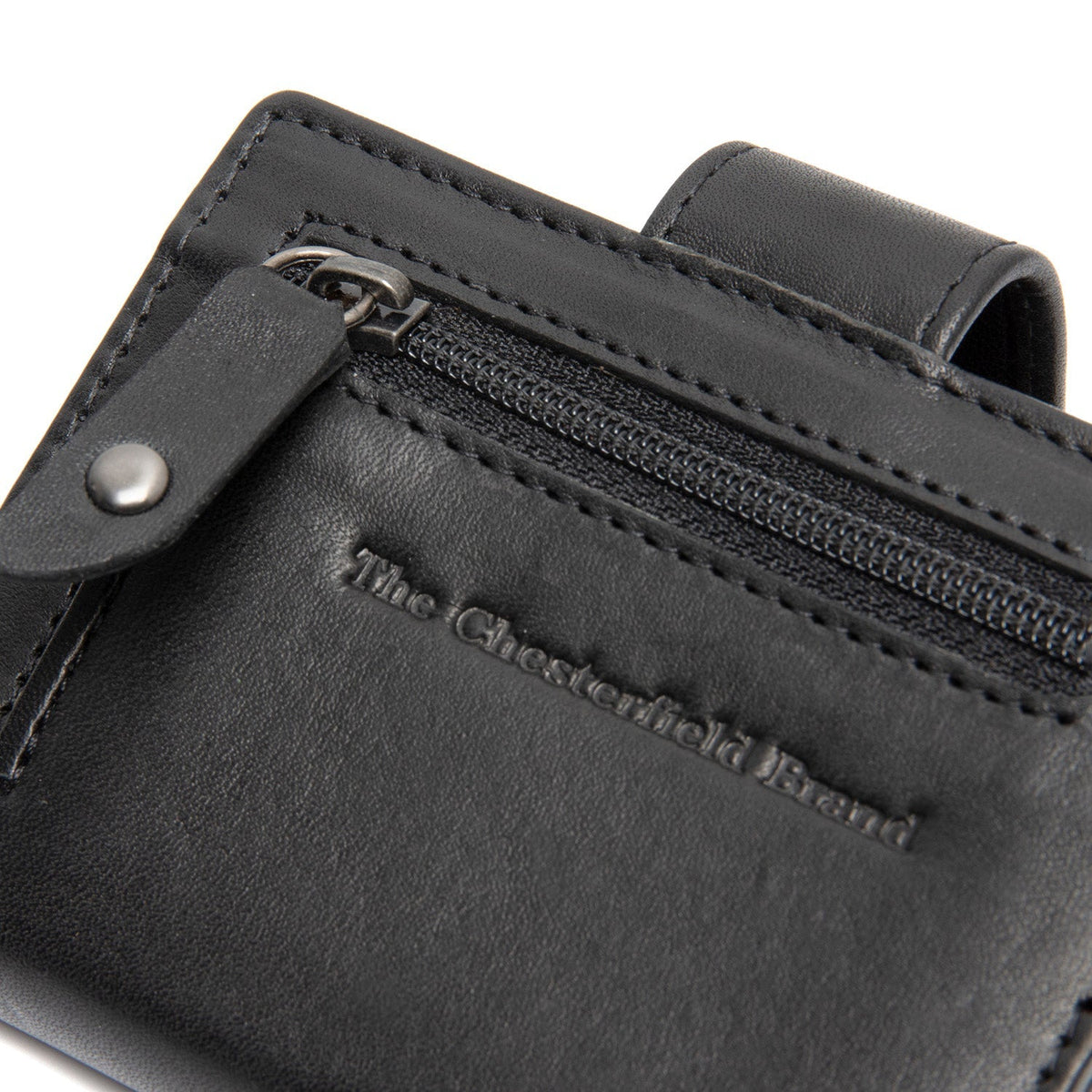 Solid Antique Brass Hardware &amp; Heavy-Duty Dual Zipper Detail on Barrea Full-Grain Leather Card Holder نسائي