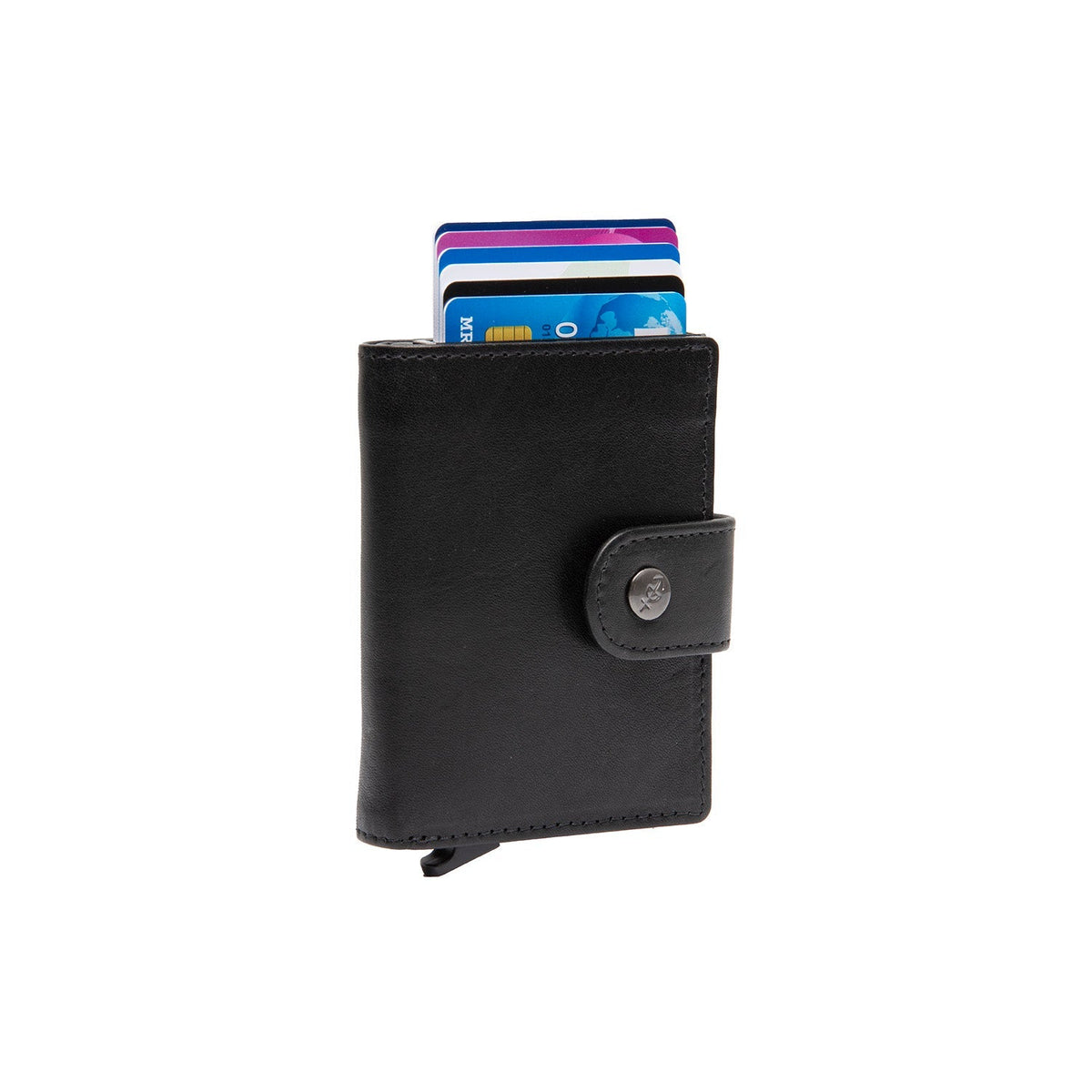 Barrea Full-Grain Leather Card Holder نسائي in Classic 100% Full-Grain Leather - Full Exterior Front Profile View | Buy Online