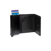 Gabriela Full-Grain Leather Card Holder نسائي - Structured Side Profile Showing Gusset Depth &amp; Expansion Capacity