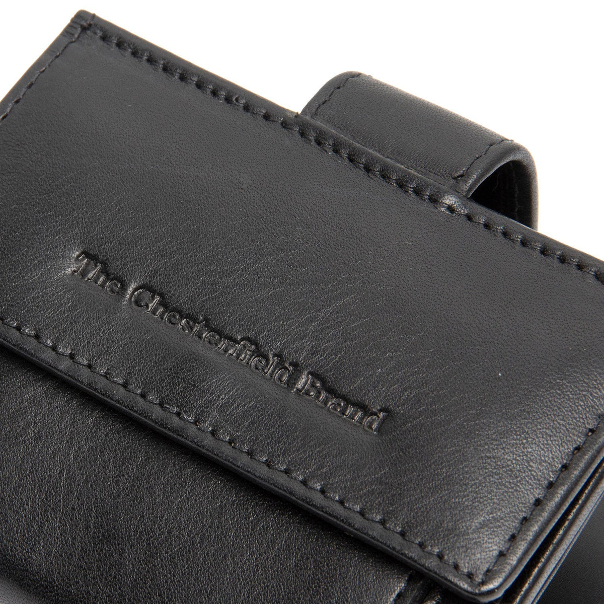 Solid Antique Brass Hardware &amp; Heavy-Duty Dual Zipper Detail on Lesina Full-Grain Leather Card Holder نسائي