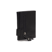 Solid Antique Brass Hardware & Heavy-Duty Dual Zipper Detail on Portland Full-Grain Leather Card Holder