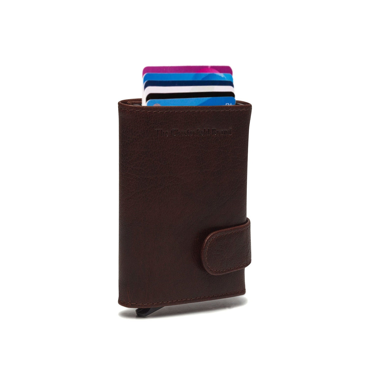 Brown Leather Card Holder Portland, front view