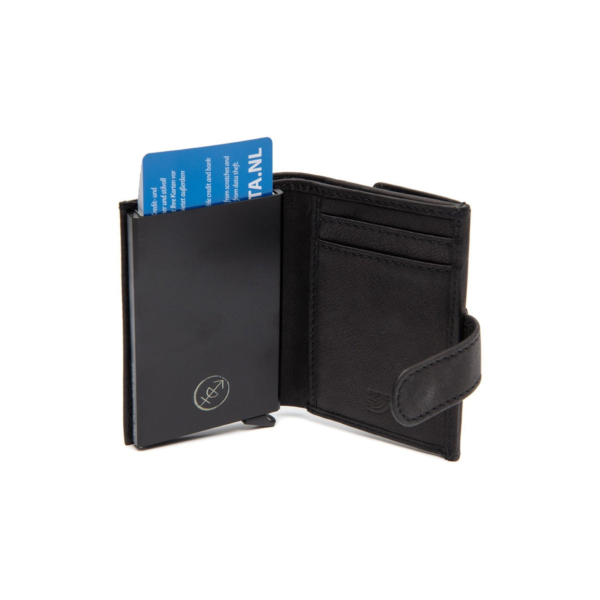 
Classic 100% Full-Grain Leather Card Holder - عرض خلفي يوضح أحزمة الجلد المقواة والخياطة المتقنة