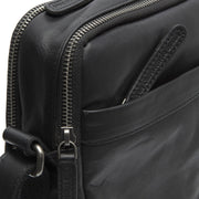 Solid Antique Brass Hardware &amp; Heavy-Duty Dual Zipper Detail on Alva Full-Grain Leather Crossbody Bag رجالي