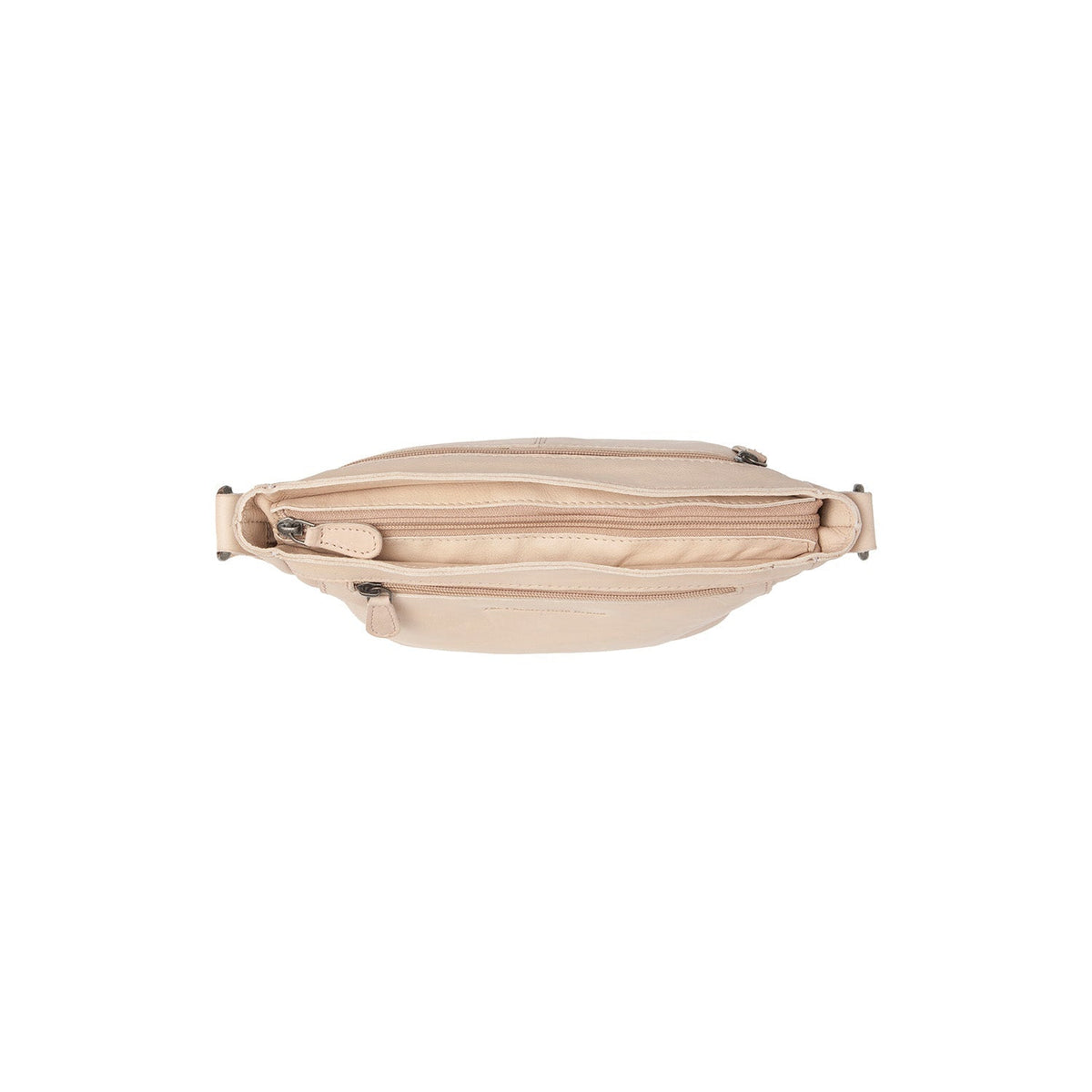Solid Antique Brass Hardware &amp; Heavy-Duty Dual Zipper Detail on Aston Full-Grain Leather Crossbody Bag نسائي
