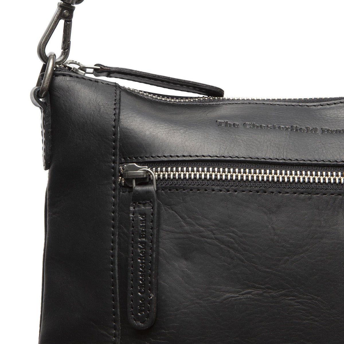 Faro Full-Grain Leather Crossbody Bag نسائي - Structured Side Profile Showing Gusset Depth &amp; Expansion Capacity
