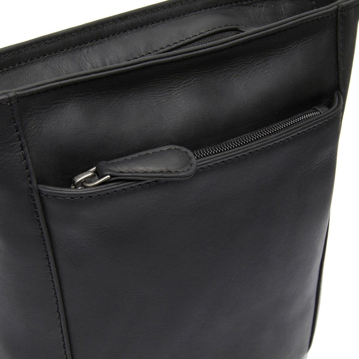 Fintona Full-Grain Leather Crossbody Bag نسائي - Structured Side Profile Showing Gusset Depth &amp; Expansion Capacity