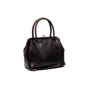 Tailored Rib Cuffs &amp; Hem Craftsmanship Construction Detail on Dorin Full-Grain Leather Handbag نسائي