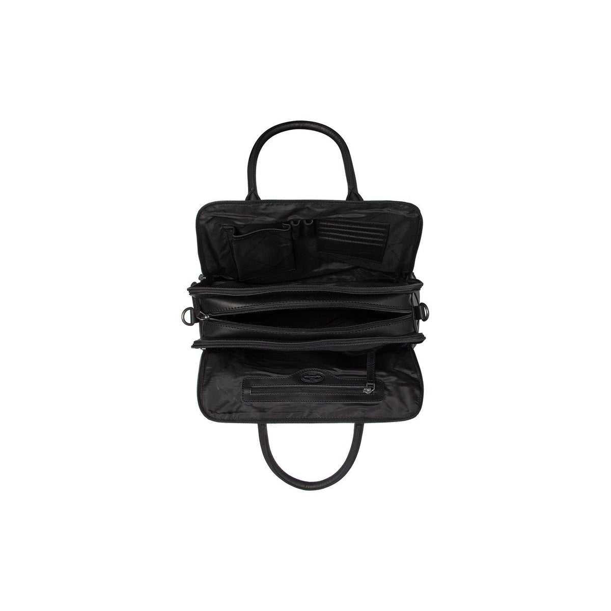 Close-Up Detail of Classic Collar &amp; Heavy-Duty Zipper Hardware on Layton Full-Grain Leather Handbag نسائي