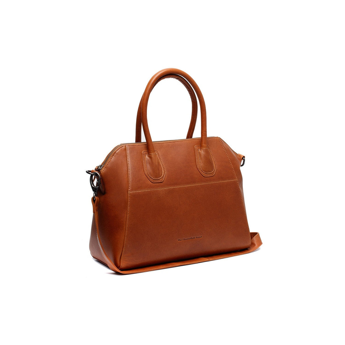 Tailored Rib Cuffs &amp; Hem Craftsmanship Construction Detail on Marsala Full-Grain Leather Handbag نسائي