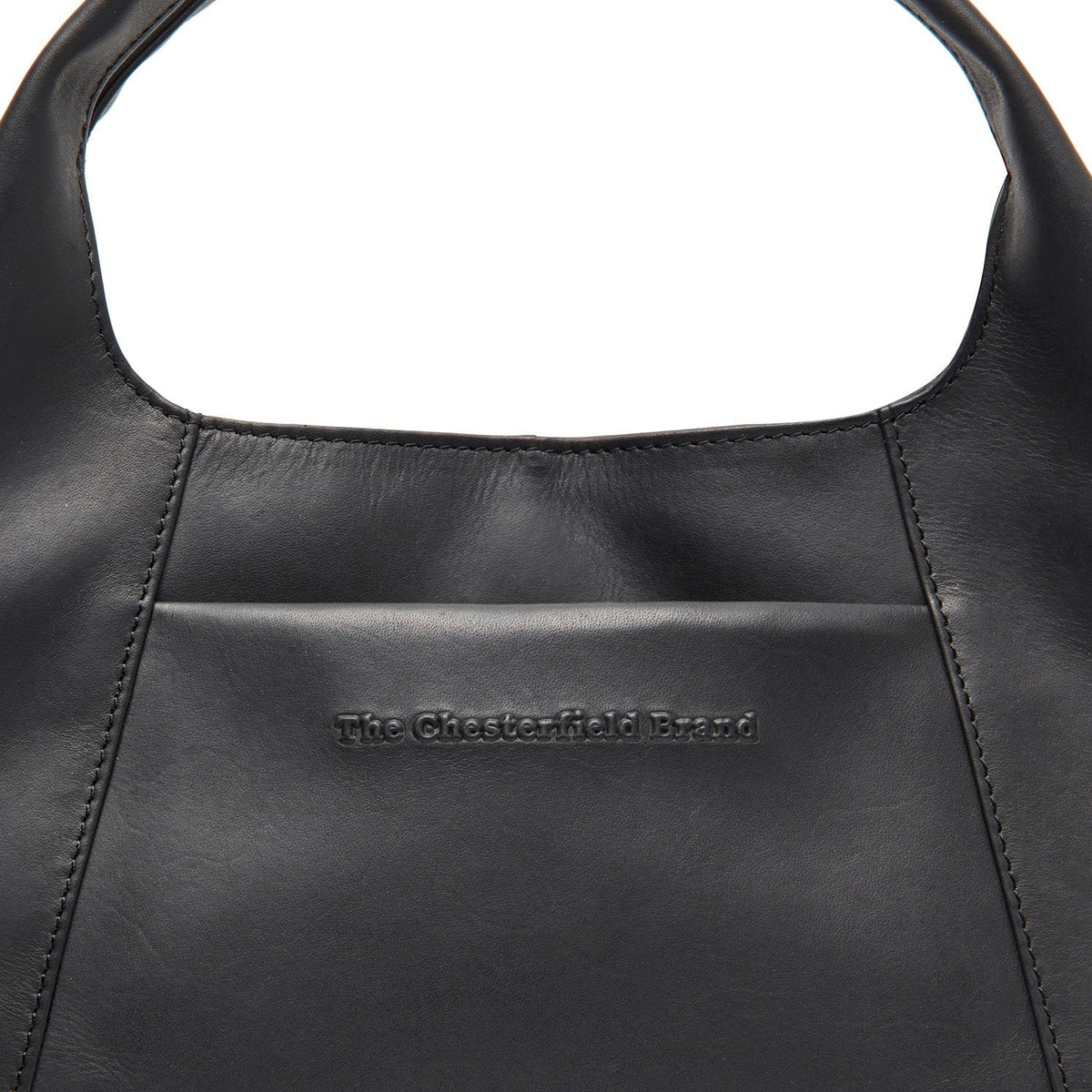 Close-Up Detail of Classic Collar &amp; Heavy-Duty Zipper Hardware on Salina Full-Grain Leather Handbag نسائي