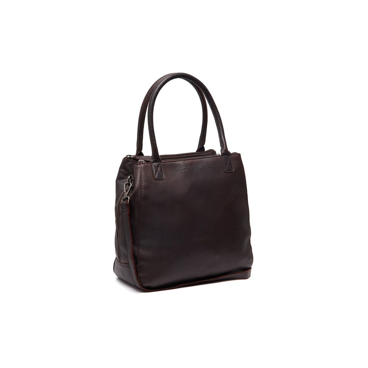 Tailored Rib Cuffs &amp; Hem Craftsmanship Construction Detail on Solvin Full-Grain Leather Handbag نسائي