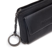 Close-Up Detail of Classic Collar &amp; Heavy-Duty Zipper Hardware on Torano Full-Grain Leather Key Case نسائي