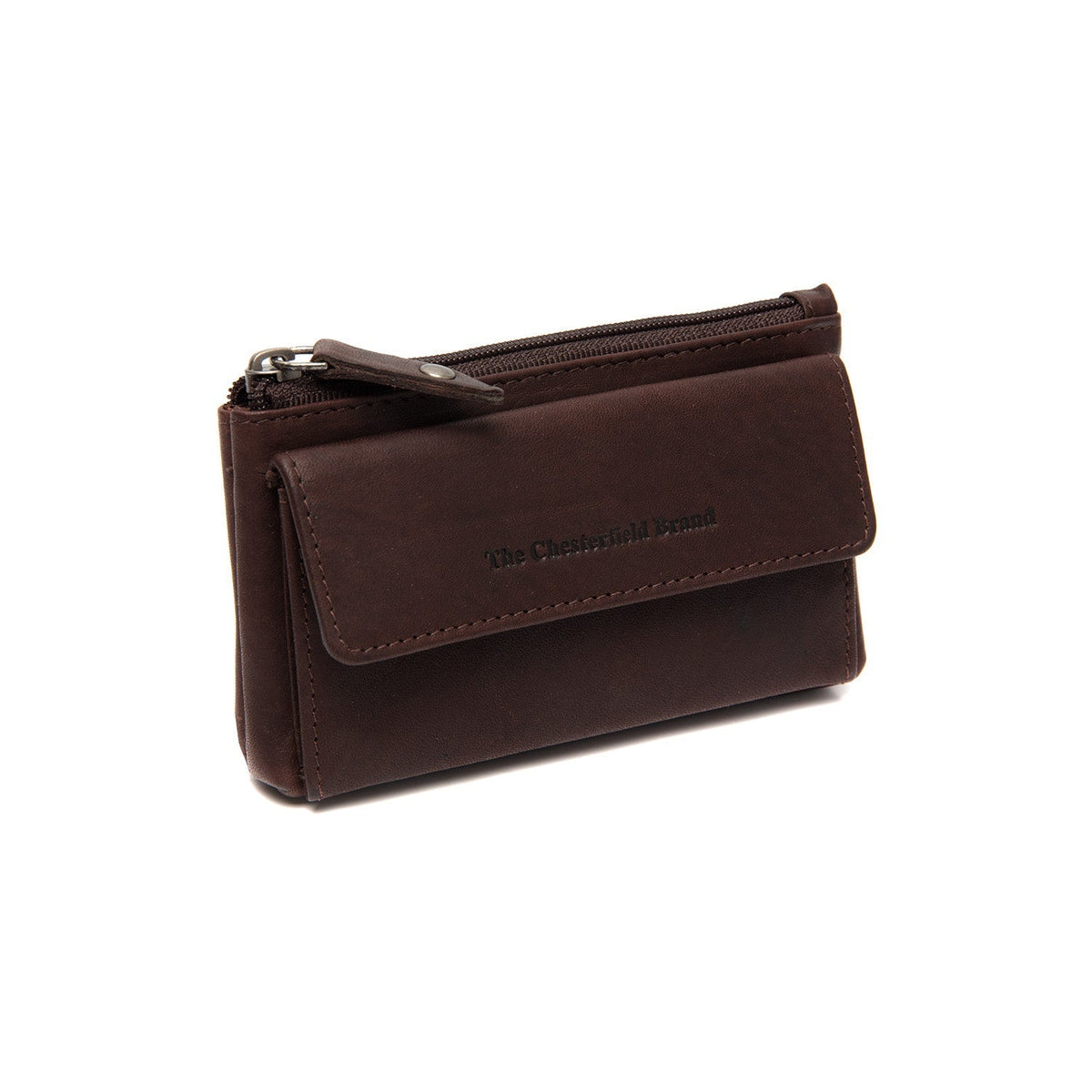 Tailored Rib Cuffs &amp; Hem Craftsmanship Construction Detail on Violette Full-Grain Leather Key Case نسائي