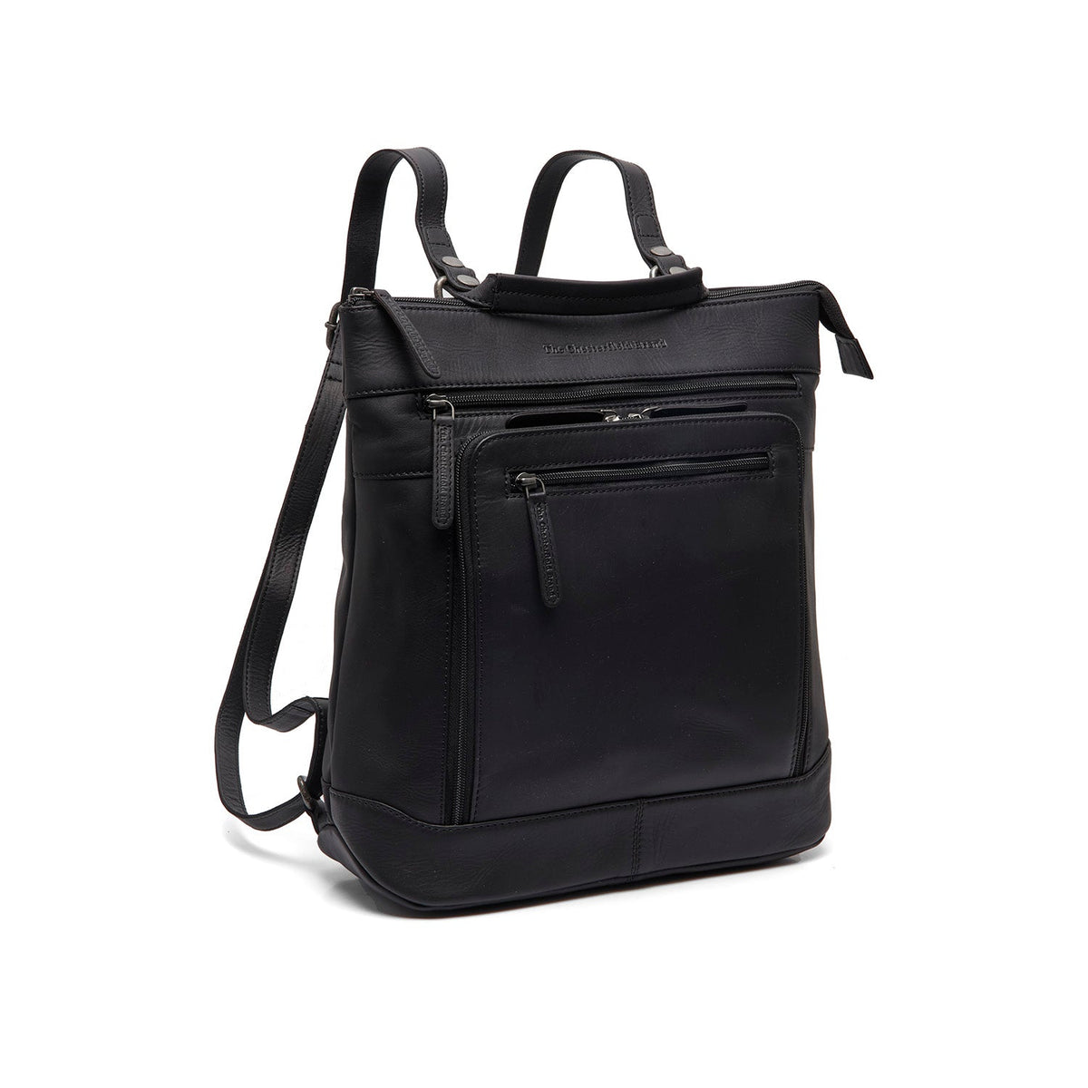Caldero Full-Grain Leather Laptop Backpack نسائي in Classic 100% Full-Grain Leather - Full Exterior Front Profile View | Buy Online