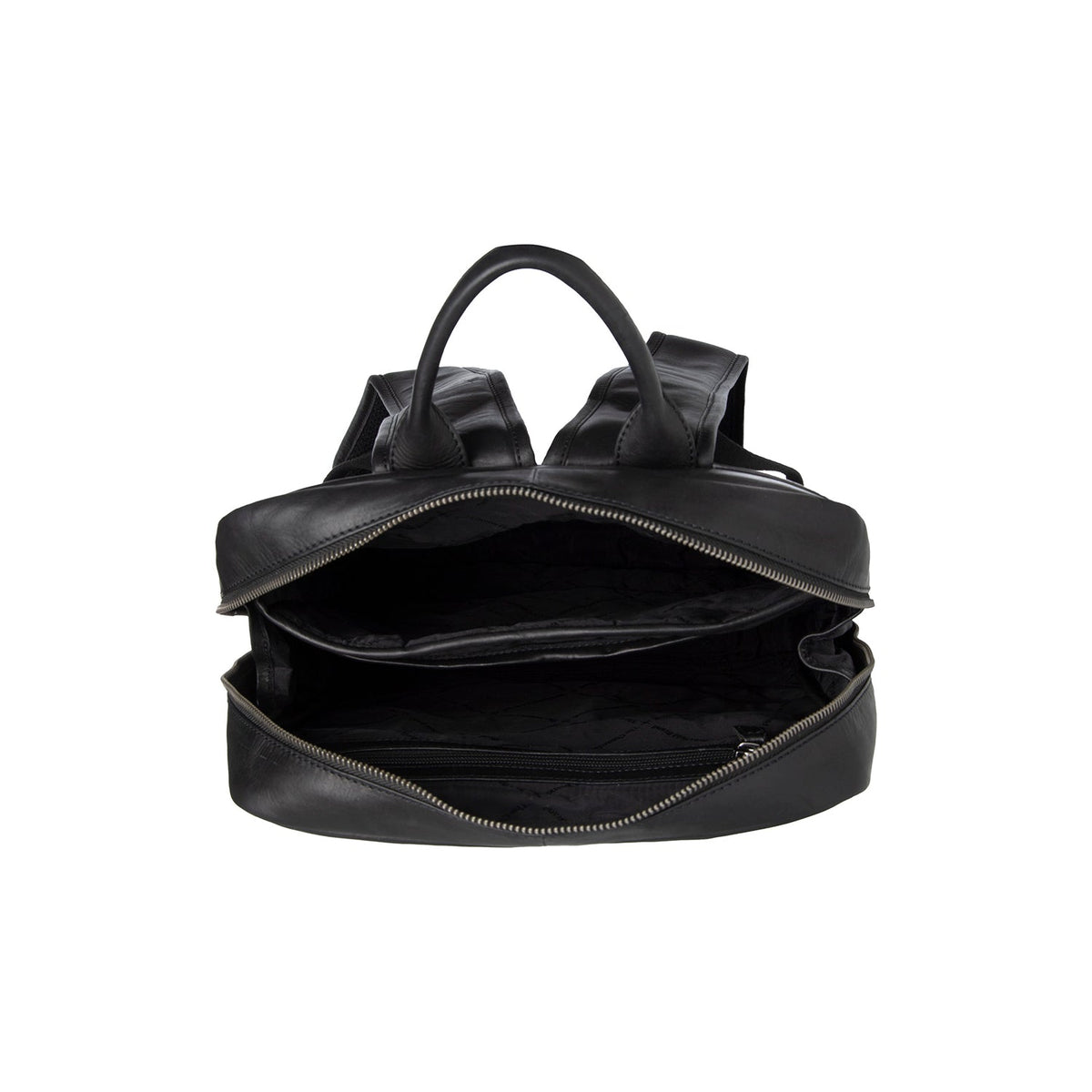 Nicola Full-Grain Leather Laptop Backpack نسائي - Structured Side Profile Showing Gusset Depth &amp; Expansion Capacity