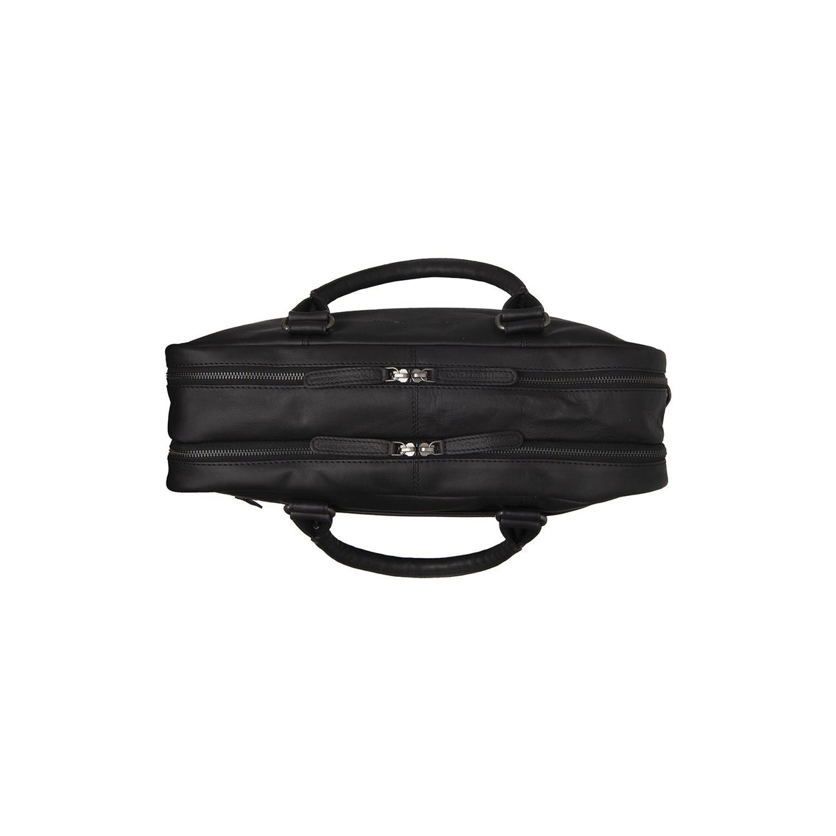 Solid Antique Brass Hardware &amp; Heavy-Duty Dual Zipper Detail on Boston Full-Grain Leather Laptop Bag رجالي