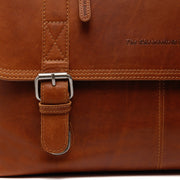 Solid Antique Brass Hardware &amp; Heavy-Duty Dual Zipper Detail on Imperia Full-Grain Leather Laptop Bag رجالي