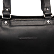 Solid Antique Brass Hardware &amp; Heavy-Duty Dual Zipper Detail on Manly Full-Grain Leather Laptop Bag نسائي