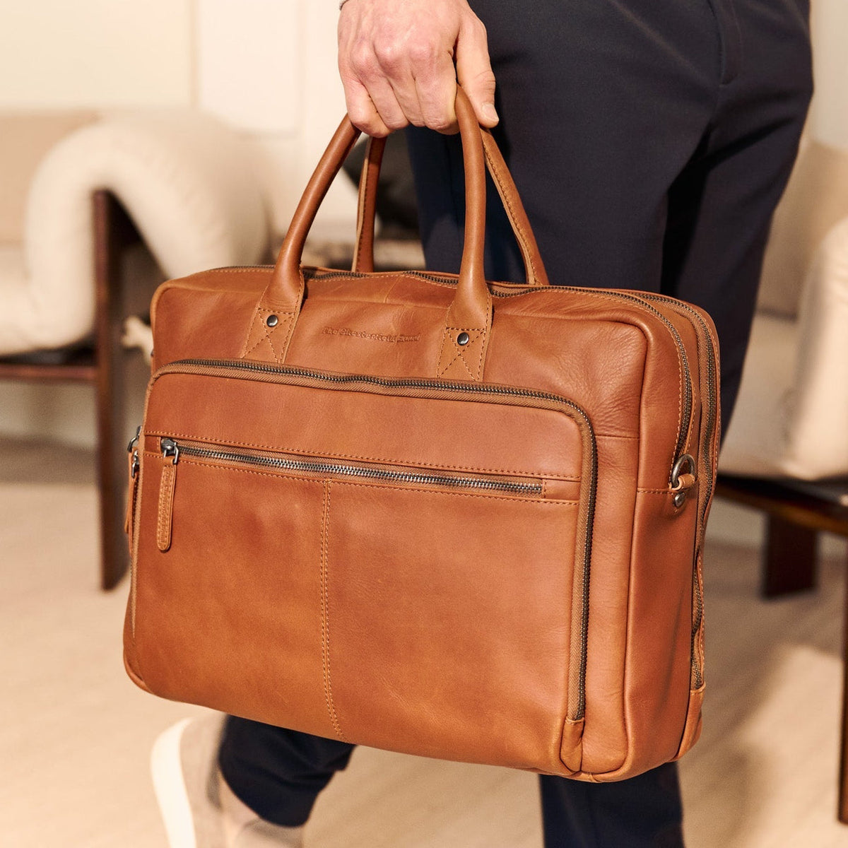 Tacama Full-Grain Leather Laptop Bag نسائي – alternate product view 2