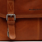 Solid Antique Brass Hardware &amp; Heavy-Duty Dual Zipper Detail on Veneto Full-Grain Leather Laptop Bag نسائي