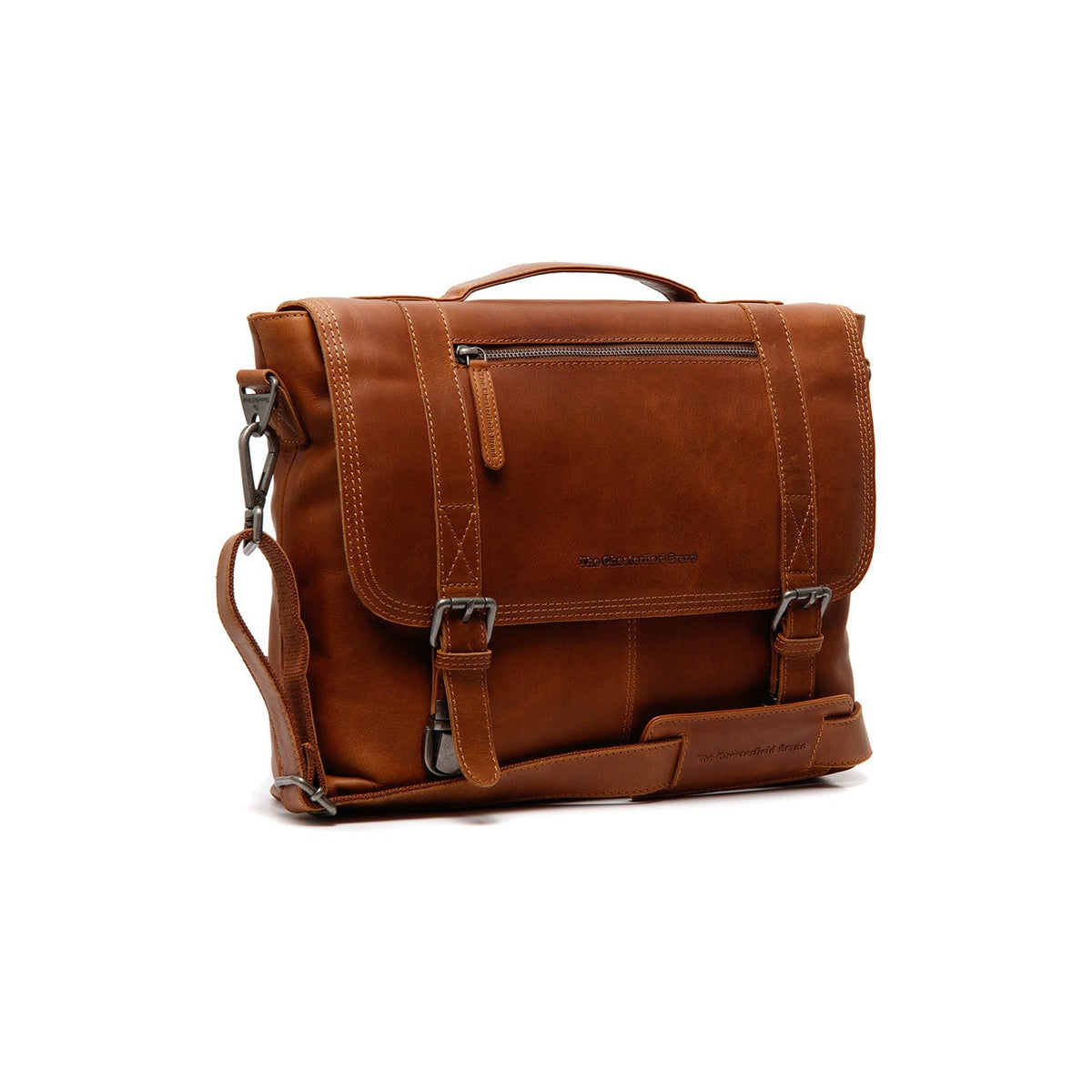 Veneto Full-Grain Leather Laptop Bag نسائي in Classic 100% Full-Grain Leather - Full Exterior Front Profile View | Buy Online