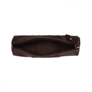 Tailored Rib Cuffs &amp; Hem Craftsmanship Construction Detail on Leather Pencil Case Lea نسائي