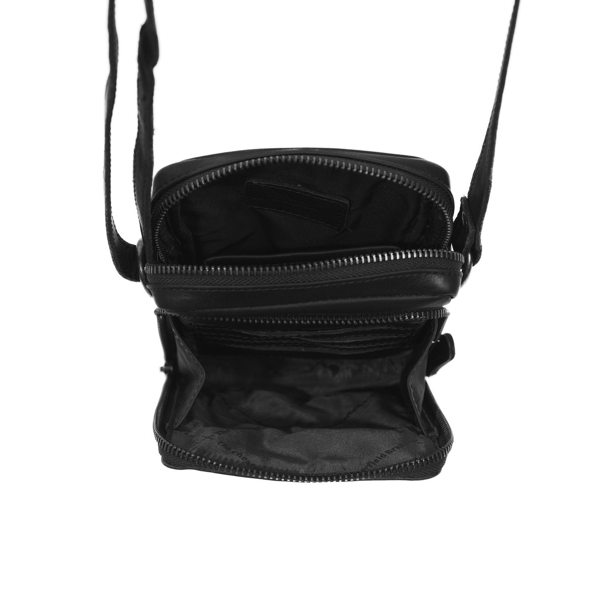 Close-Up Detail of Classic Collar &amp; Heavy-Duty Zipper Hardware on Hamilton Full-Grain Leather Phone Bag نسائي