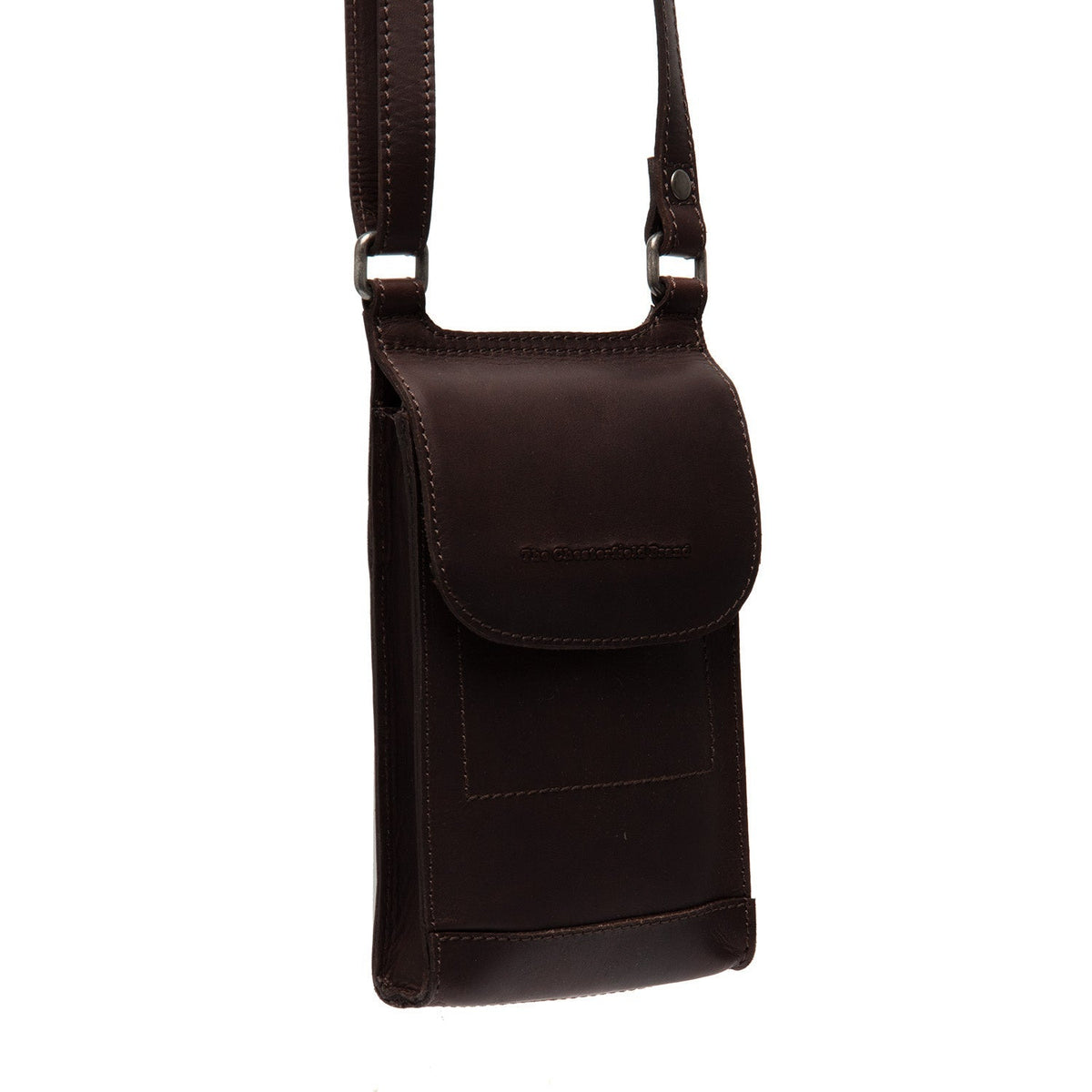 Brown Leather Phone Bag Nebra, front view