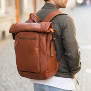 Remo Full-Grain Leather Roll-top Backpack نسائي – alternate product view 2