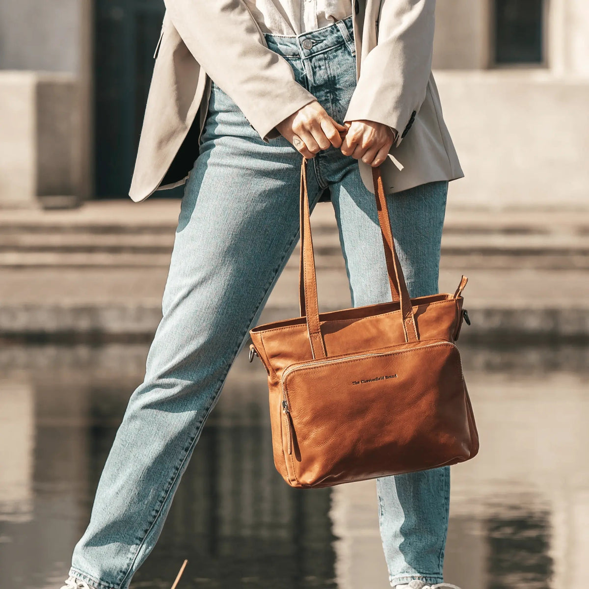 Alicante Full-Grain Leather Shopper نسائي – alternate product view 2