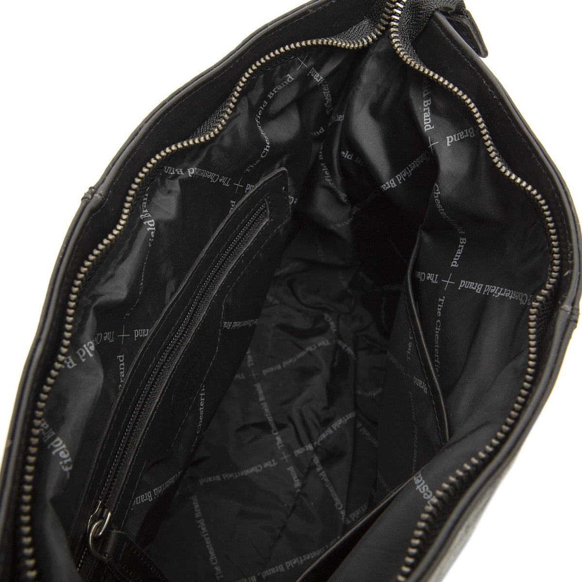 Solid Antique Brass Hardware &amp; Heavy-Duty Dual Zipper Detail on Amelia Full-Grain Leather Shoulder Bag نسائي
